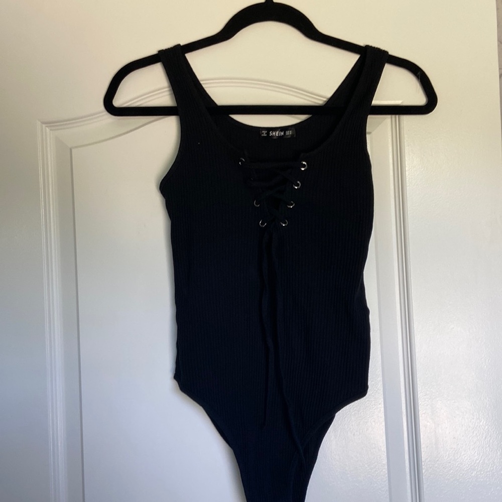 Black tank top lace body suit